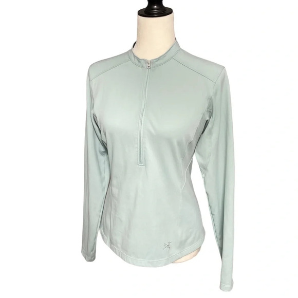 Arc'teryx Rho Lightweight Zip-Neck Base Layer Top - Women's Medium Pastel Blue - Picture 3 of 12